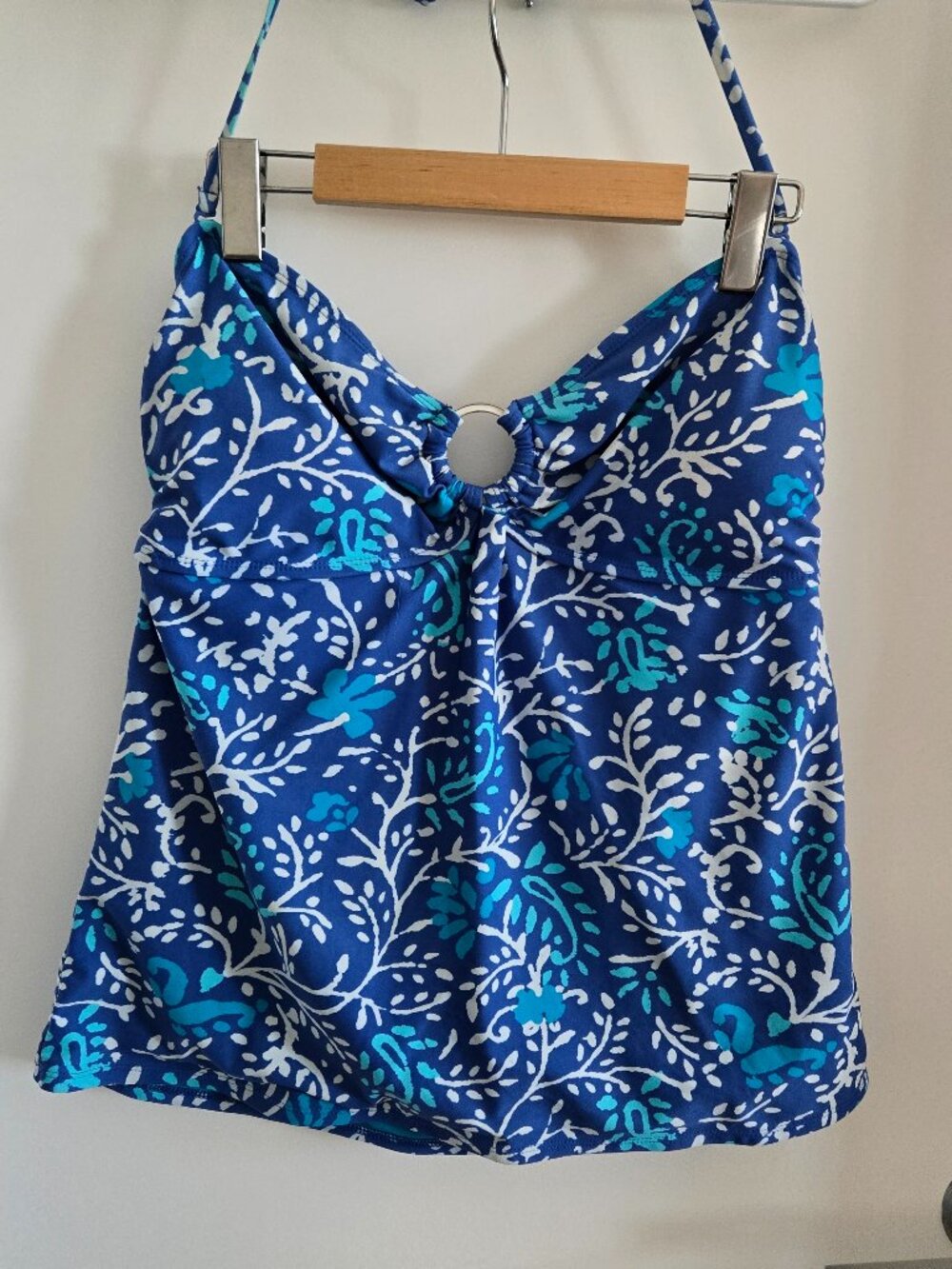 Old Navy Ring-Front Tankini Swim Top – Blue Floral Print – Size XL